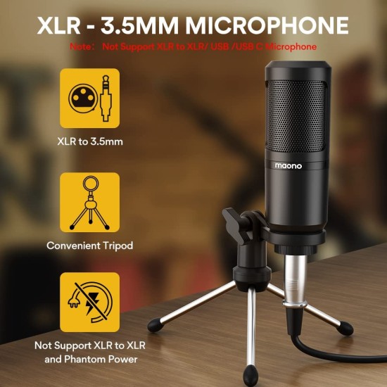 Maonocaster Lite Portable ALL-IN-ONE Podcast Production Studio with 3.5mm Microphone for Live Streaming