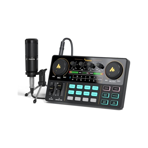 Maonocaster Lite Portable ALL-IN-ONE Podcast Production Studio with 3.5mm Microphone for Live Streaming SOUND CARD