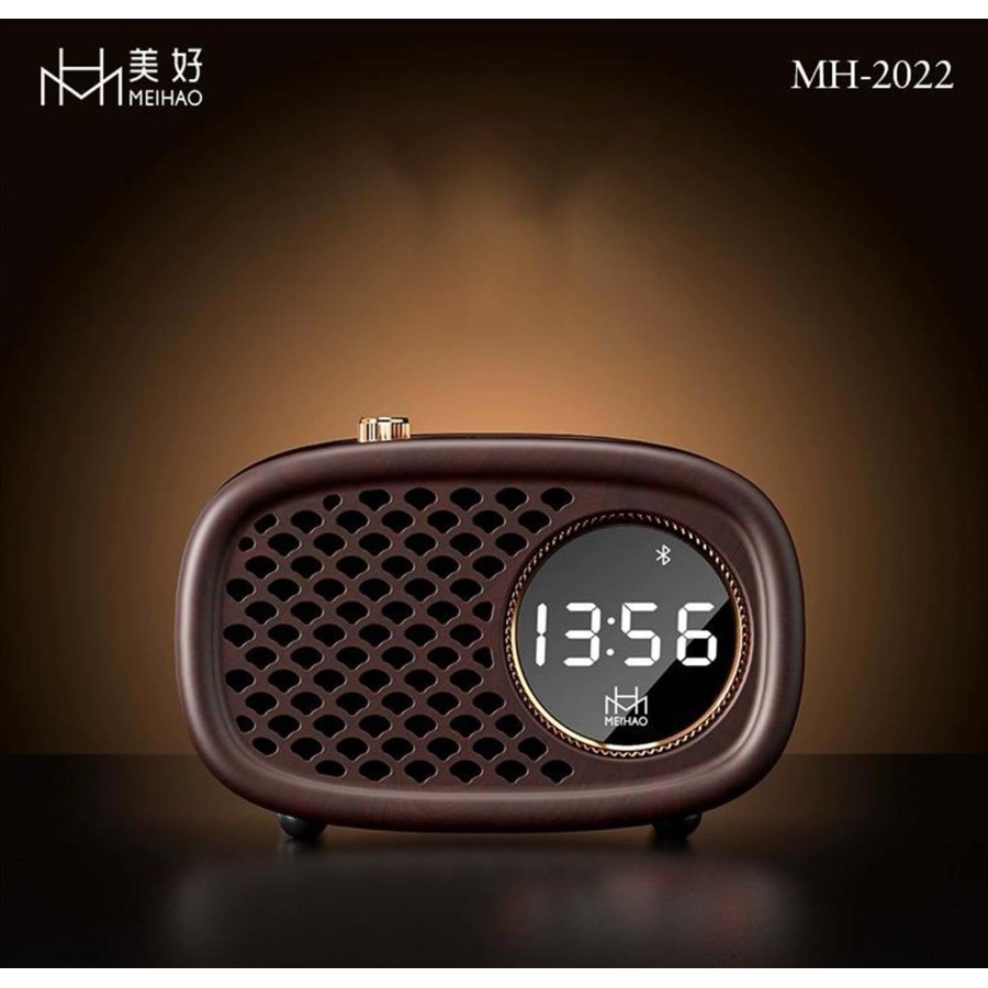 MH2022 Retro Wooden Bluetooth Speaker With Clock Alarm