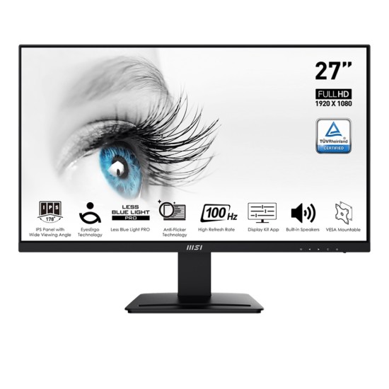 MSI Gaming Monitor PRO MP273A Series | 27inch Flat | IPS | 100Hz | 1ms | FHD
