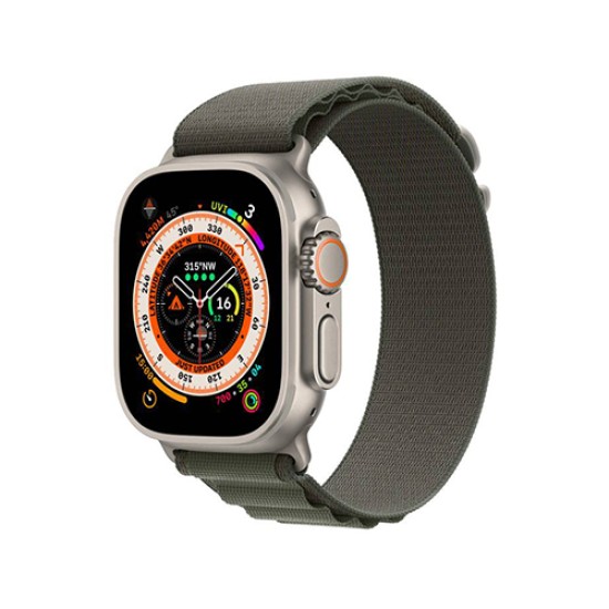 Apple Watch Ultra GPS + Cellular, 49mm Titanium Case with Green Alpine Loop - Large