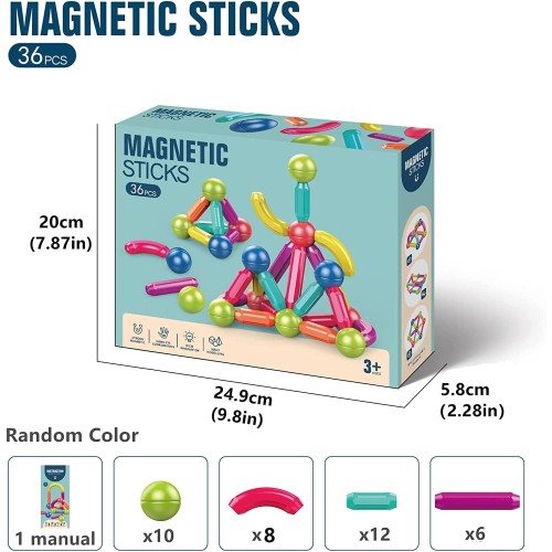  Magnetic Stick Magnetic Balls and Rods Set - 36pcs