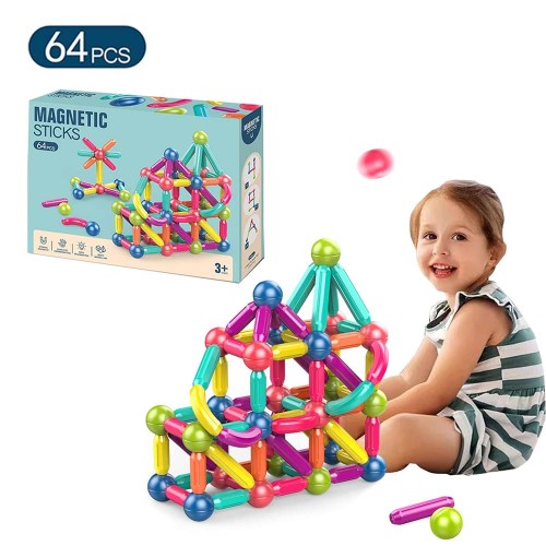 Magnetic Stick Magnetic Balls and Rods Set - 64pcs