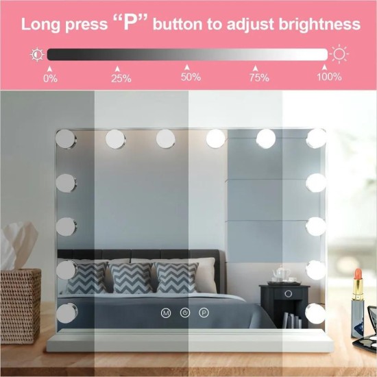 Large Vanity Makeup Mirror with Lights 14 Dimmable LED Bulb Large Vanity Makeup Mirror with Lights 14 Dimmable LED Bulb
