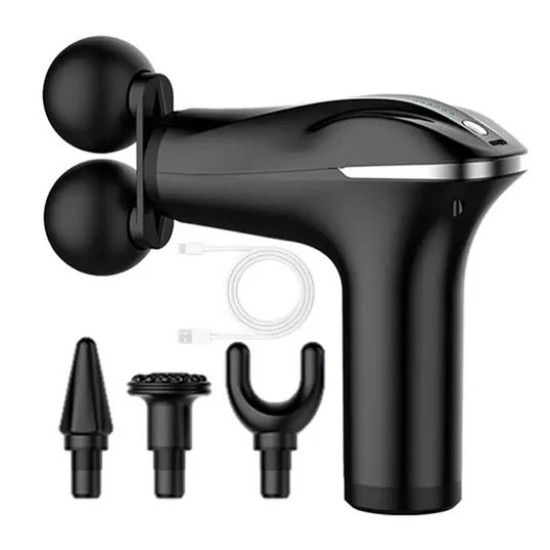 6 speed dual head muscle massage Gun- Black