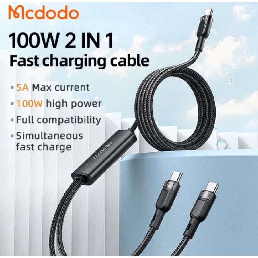 Mcdodo 2in1 100W PD Fast Charging Cable (C to C+L)