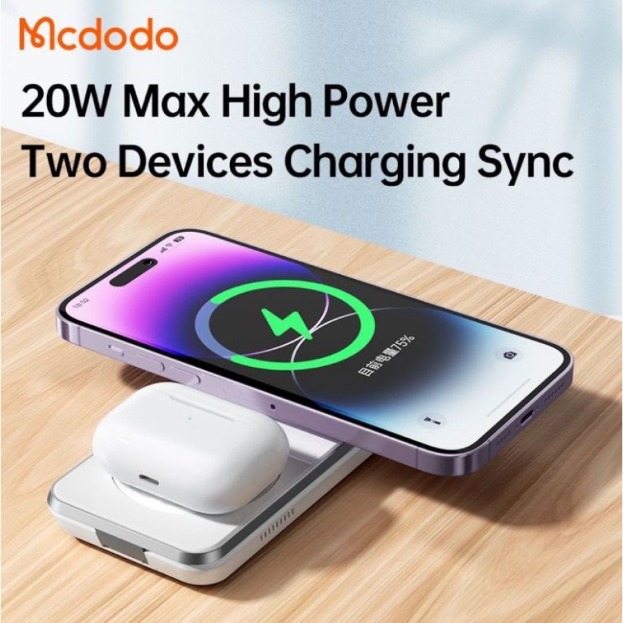 Mcdodo CH-1150 3in1 Foldable Magnetic Wireless Charger And Stand - White