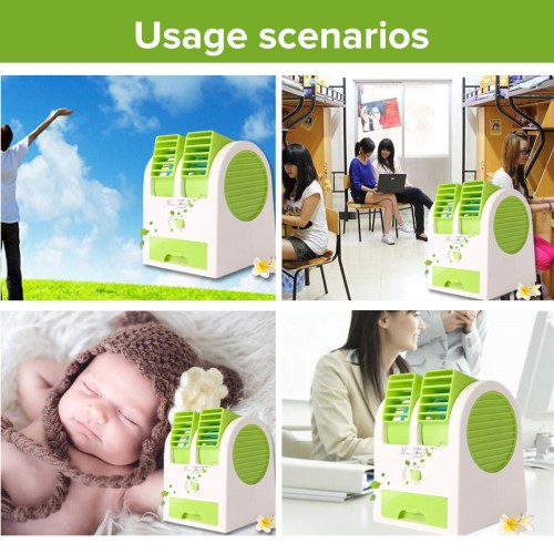 Mini Air Cooler Fan Usb Battery Operated Portable Air Conditioner - Green