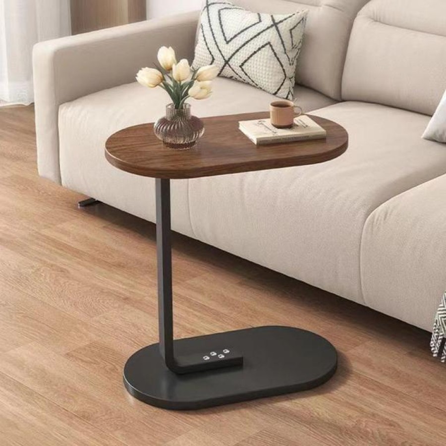 Modern C Shaped Tea Coffee Table - Brown