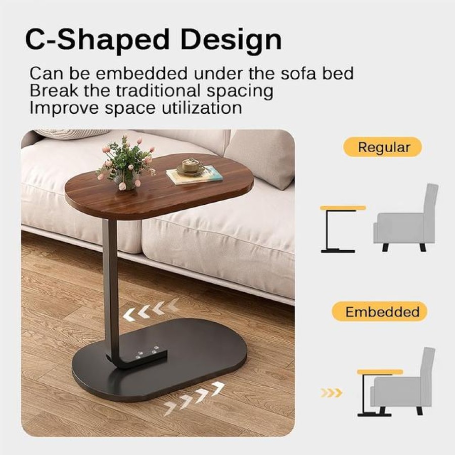 Modern C Shaped Tea Coffee Table - Brown