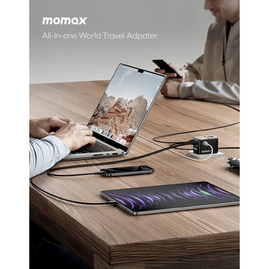Momax 1-World 7OW GaN 5 ports + AC Travel Adapter (Titanium) UA8AE