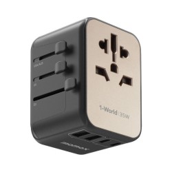 Momax 1-World PD35W 5 ports + AC Travel Adapter (Titanium) UA9E