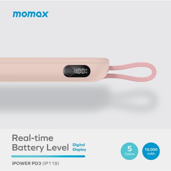 Momax Ipower Pd 3 10000Mah Battery Pack - Pink (IP118P)