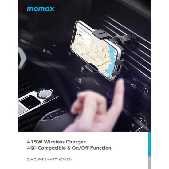 Momax Q.Mount Smart5 15W Rotatable IR Wireless Charging Car Mount