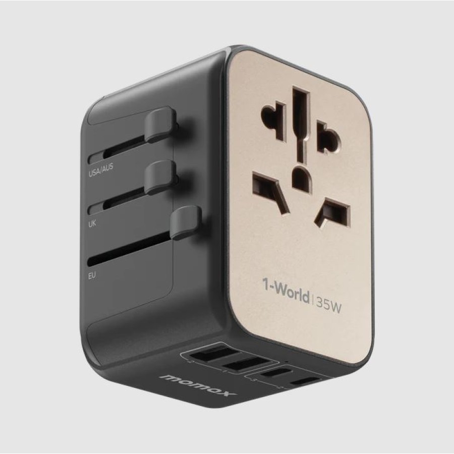 Momax 1-World PD35W 5 ports + AC Travel Adapter (Titanium) UA9E