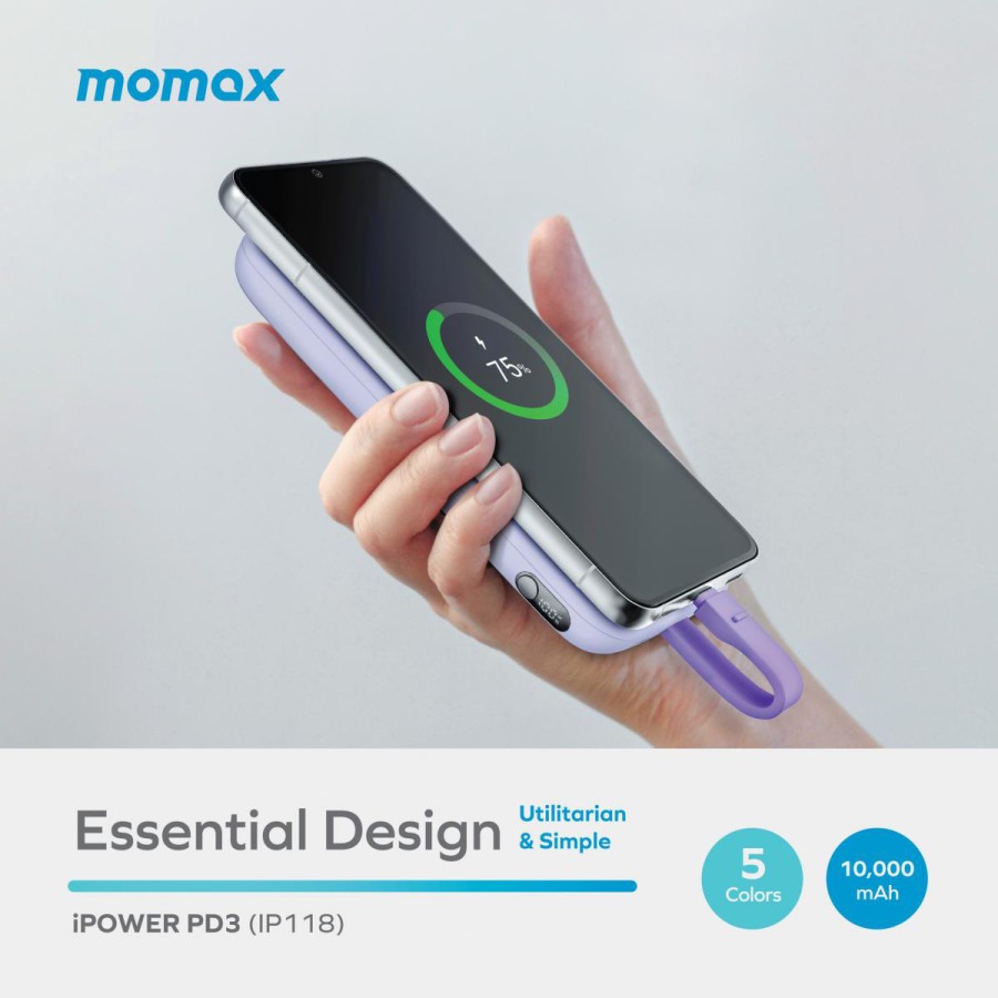 Momax iPower PD 3 10000mAh battery pack IP118B - Blue Momax iPower PD 3 10000mAh battery pack IP118B - Blue