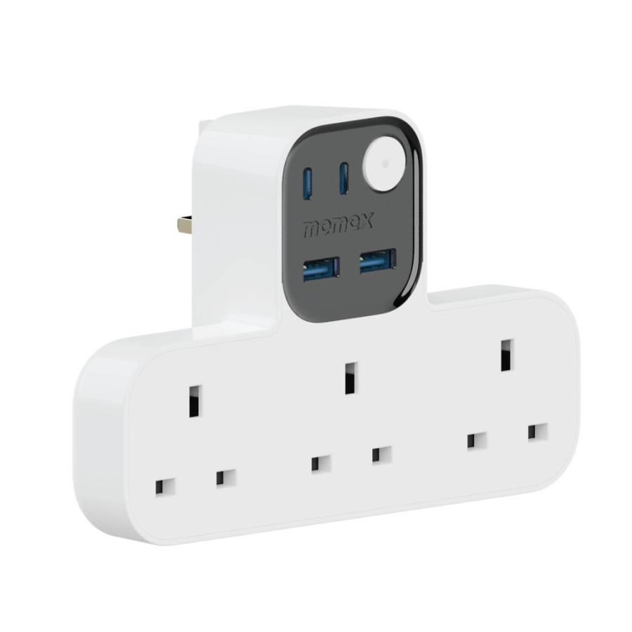 Momax 1-Charger Work Flow T-shaped Extention 3 Socket with USB (US19UKW)