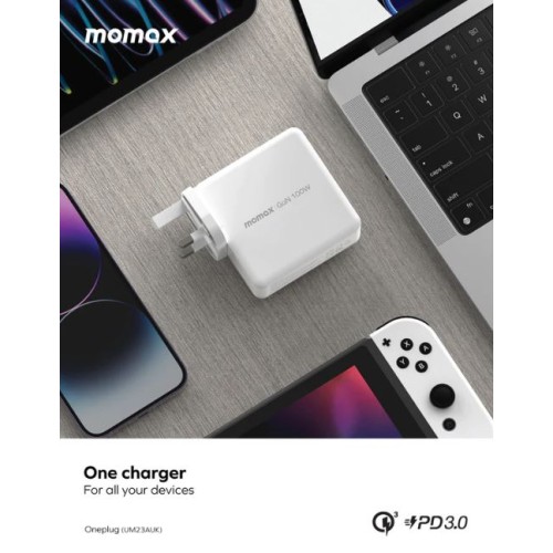 Momax ONEPLUG 100W 4-Port GaN Charger UM23AUK - White