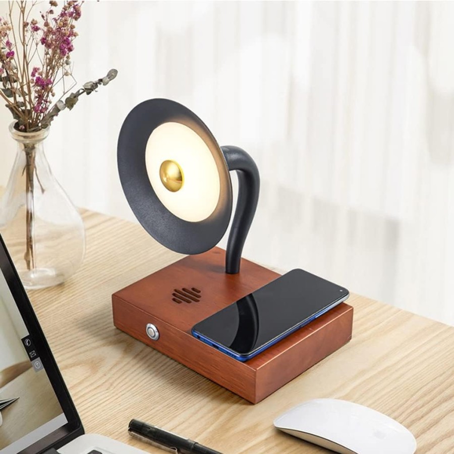 Modern Bedside Lamp with Wireless Charger Portable Bluetooth Speaker