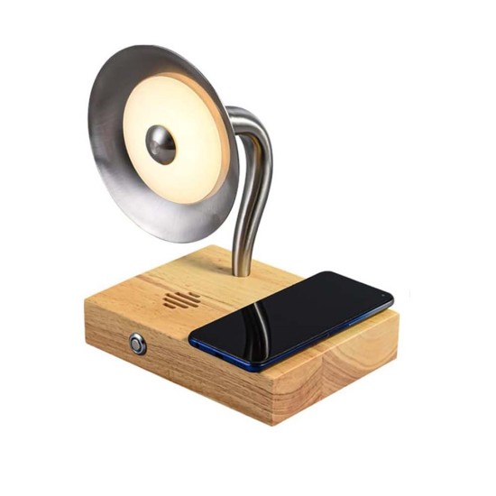 Modern Bedside Lamp with Wireless Charger Portable Bluetooth Speaker