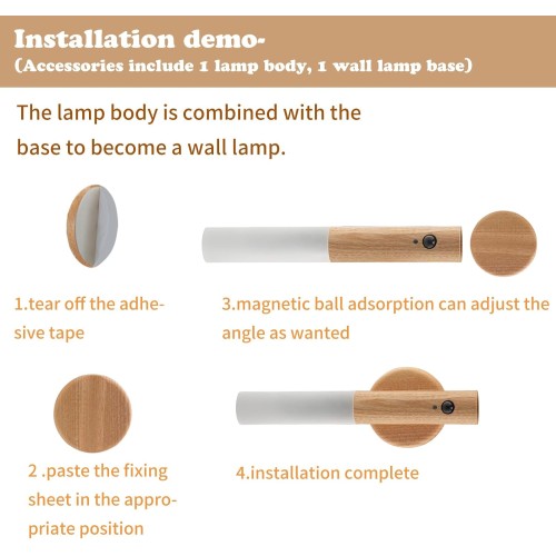 Motion Sensor Night Lights Magnet Body Sensor - Light Wood