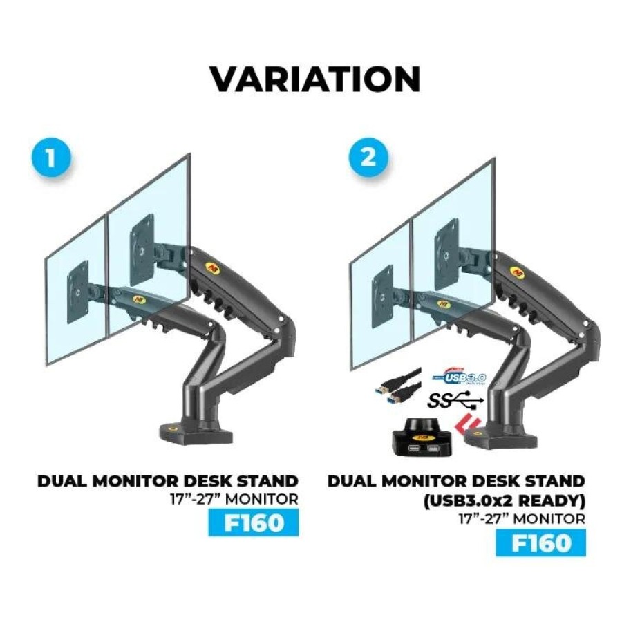 NB F160 North Bayou (22-32) Inch Gas Strut Flexi Dual Monitor