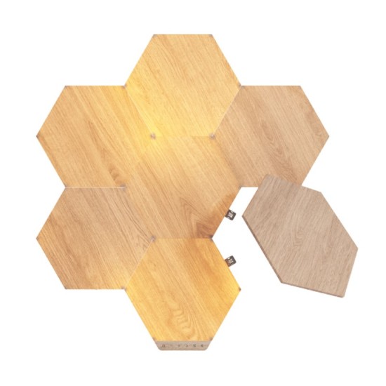 Nanoleaf Elements Wood - Hexagon Look Smarter Light Panels Kit - 7 Panels - Wood