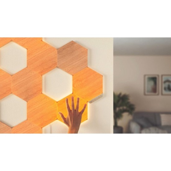 Nanoleaf Elements Wood - Hexagon Look Smarter Light Panels Kit - 7 Panels - Wood