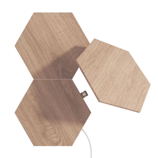 Nanoleaf Elements Wood - Hexagon Look Smarter Light Panels Expansion Pack - 3 Panels - Wood