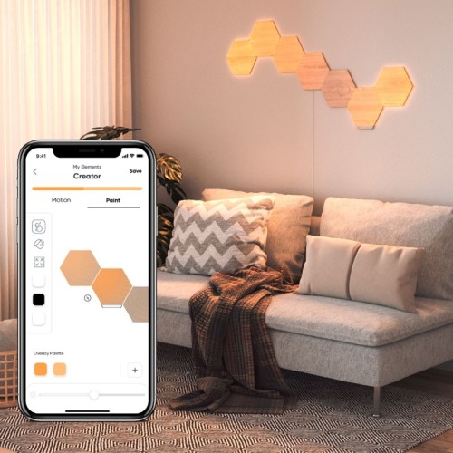 Nanoleaf Elements Wood - Hexagon Look Smarter Light Panels Expansion Pack - 3 Panels - Wood