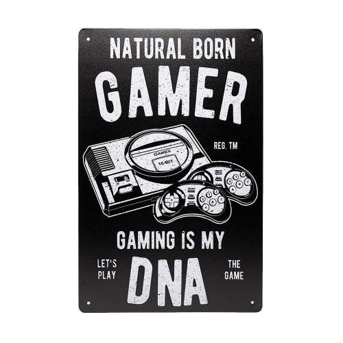 Natural Born Gamer DNA Metal Wall Sign