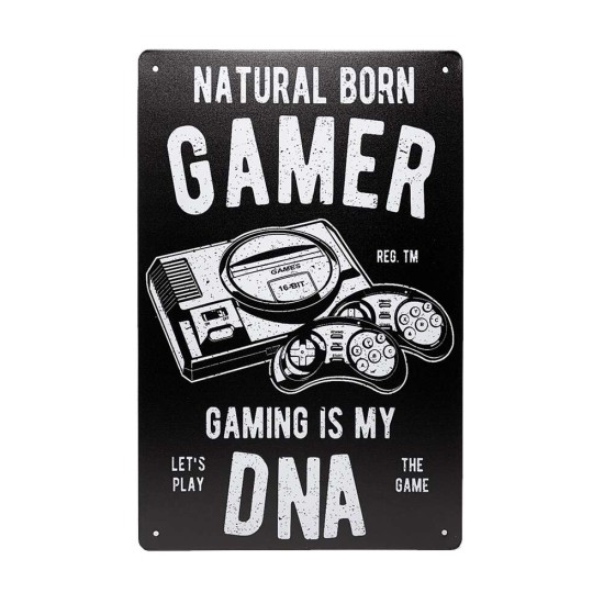 Natural Born Gamer DNA Metal Wall Sign