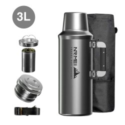 Nrmei 3Litrer Stainless Steel Portable Thermos Vacuum Flask Insulated Bottle - Silver Nrmei 3Litrer Stainless Steel Portable Thermos Vacuum Flask Insulated Bottle - Silver