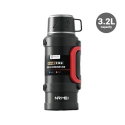 Nrmei 3.2 Liter Safe Thermos Flask Bottle with Infuser - 24 Hours Hot and Cold - Black Nrmei 3.2 Liter Safe Thermos Flask Bottle with Infuser - 24 Hours Hot and Cold - Black