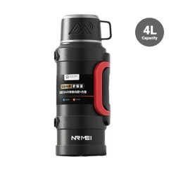 Nrmei 4 Liter Safe Thermos Flask Bottle with Infuser - 24 Hours Hot and Cold - Black Nrmei 4 Liter Safe Thermos Flask Bottle with Infuser - 24 Hours Hot and Cold - Black