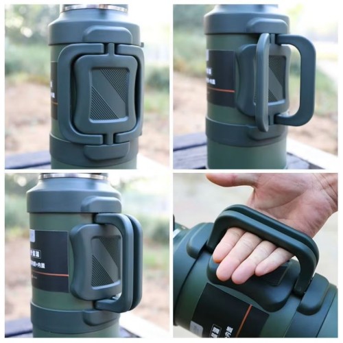 Nrmei 2 Liter Safe Thermos Flask Bottle with Infuser - 24 Hours Hot and Cold - Moss Green