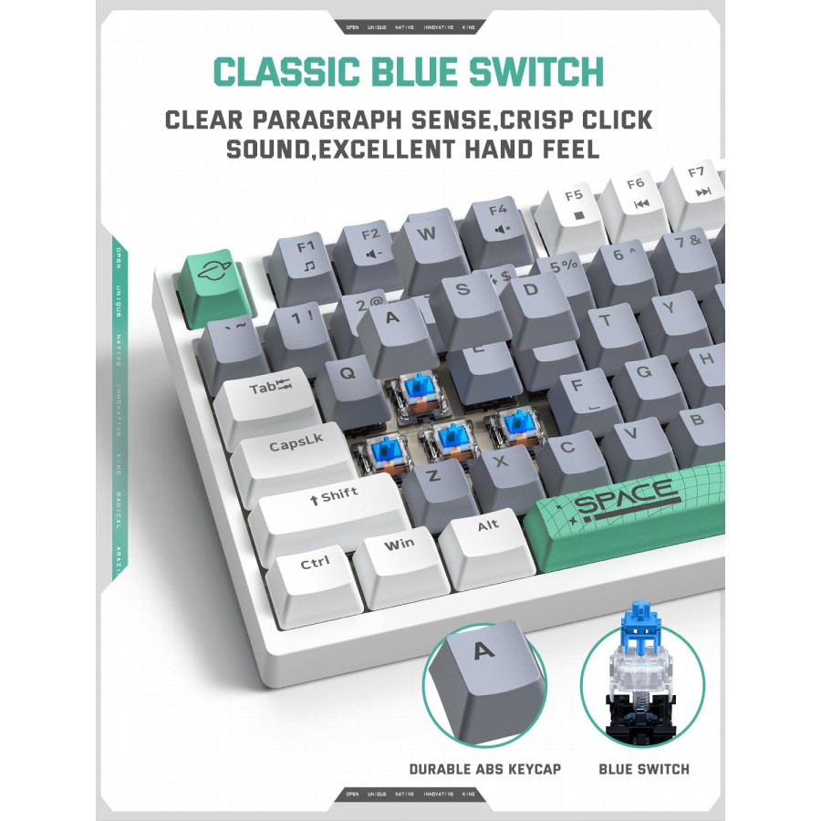 ONIKUMA G52 Wired 82 Key Hot-Swappable Gaming Keyboard - White ONIKUMA G52 Wired 82 Key Hot-Swappable Gaming Keyboard - White