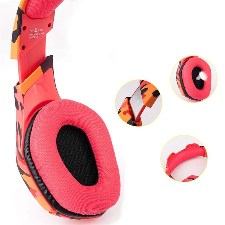 ONIKUMA K1B Gaming Headphones - Camouflage Red