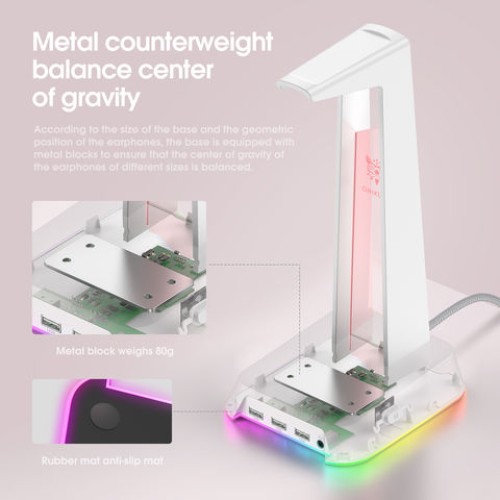 ONIKUMA ST2 RGB Gaming Headphone Stand - White