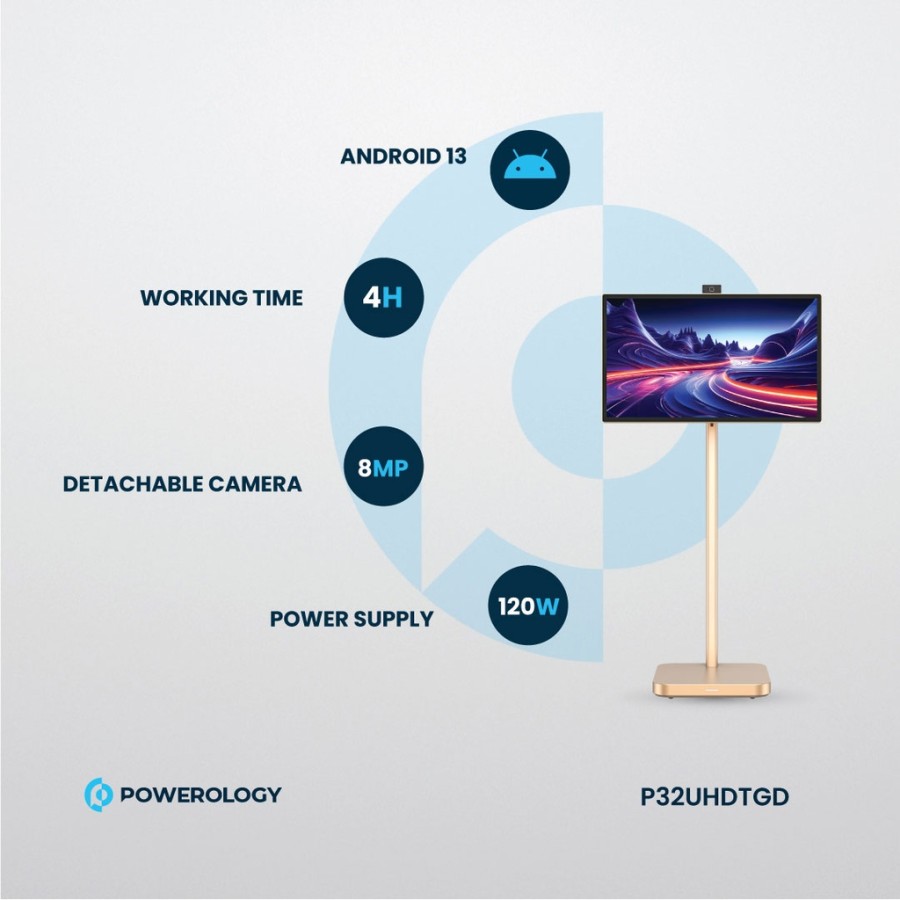 Powerology 32" Google 4K Screen - 4K Camera