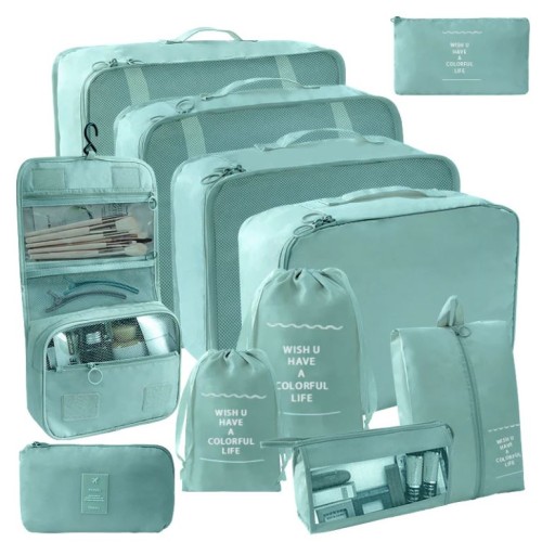 11 PC SET COMPLETE TRAVEL PACKING ORGANIZERS W/ TOILETRY BAG