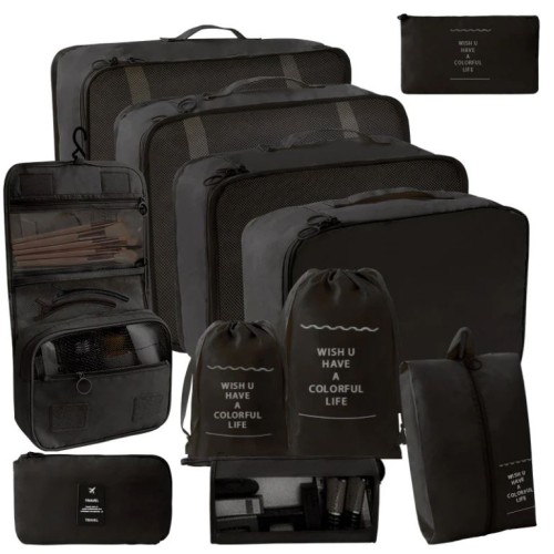 11 PC SET COMPLETE TRAVEL PACKING ORGANIZERS W/ TOILETRY BAG