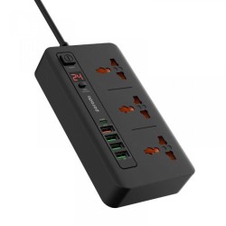 Porodo 3 AC 4 USB-A & USB-C PD 20W Hub 2M UK Black Porodo 3 AC 4 USB-A & USB-C PD 20W Hub 2M UK Black