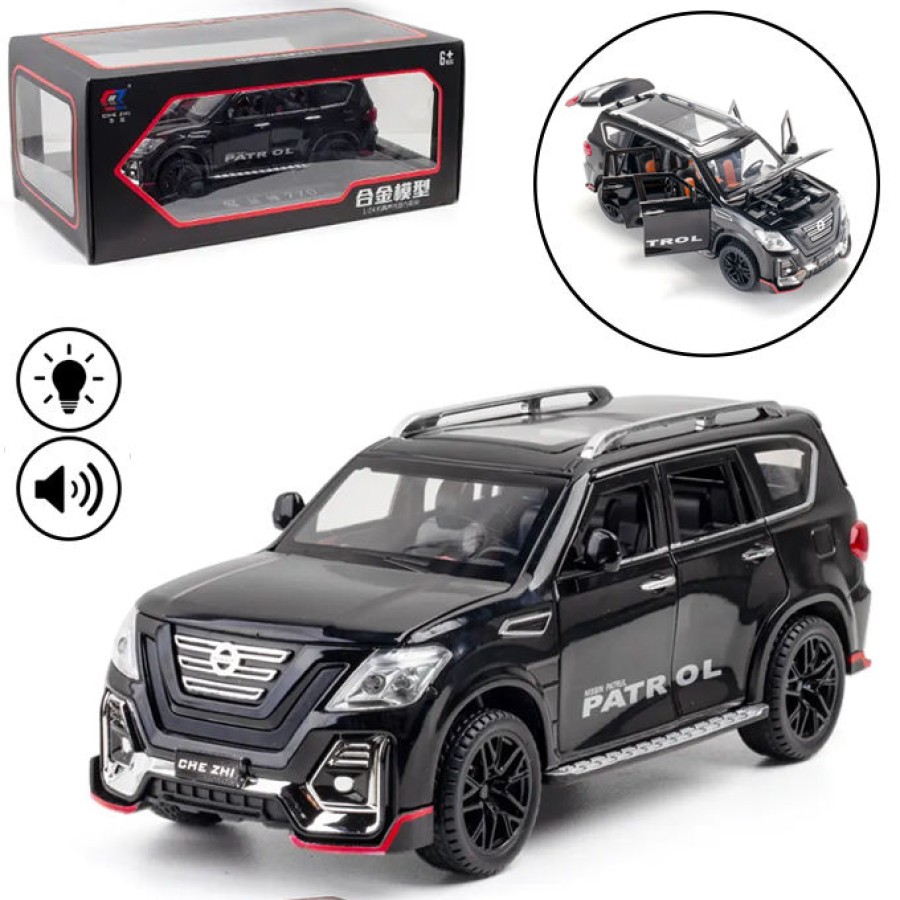 XLG Nissan Patrol Die Cast Model RC Car 1:24 Scale - Lights & Music - Black