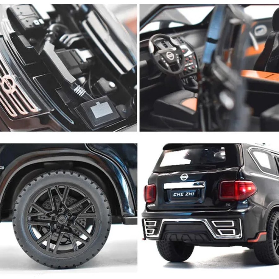 XLG Nissan Patrol Die Cast Model RC Car 1:24 Scale - Lights & Music - Black