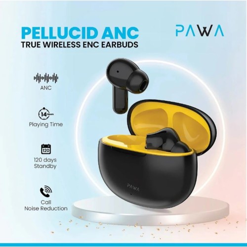 Pawa Pellucid ANC True Wireless Earbuds - Black/Yellow