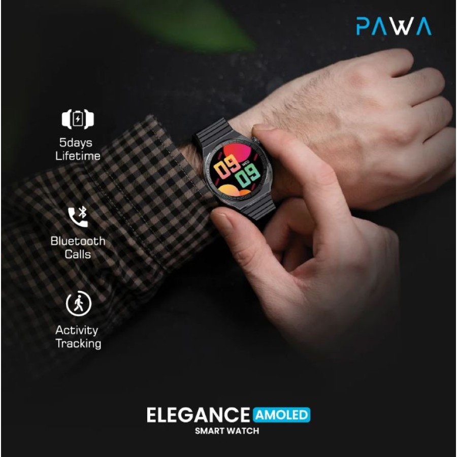 Pawa Elegance Smart Watch With Amoled Display - Black