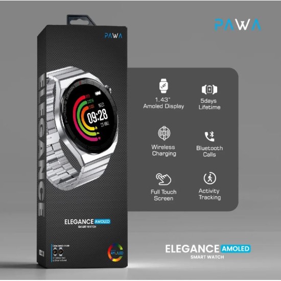 Pawa Elegance Smart Watch With Amoled Display - Silver