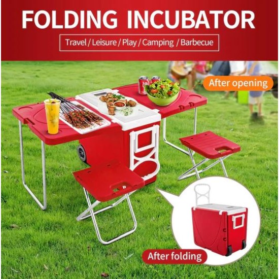 Multi-Function Rolling Cooler Picnic Camping Outdoor