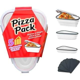 Pizza Leftover Storage Container,Pizza Organizer Box Save Space Reusable Pizza Slicone Storage Container Red